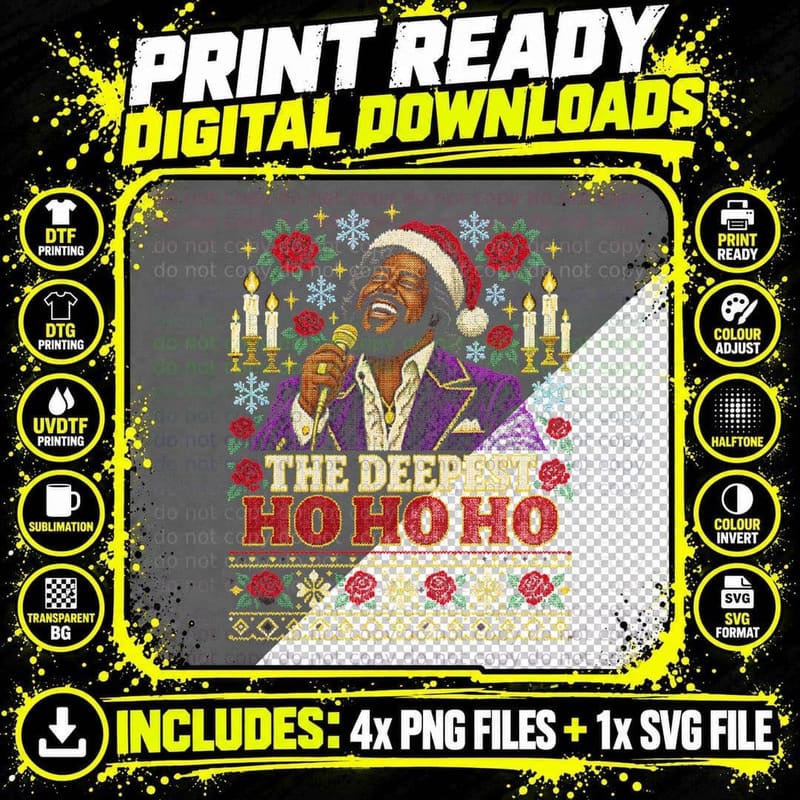 Barry White Deepest Ho Ho Ho Christmas Sweater Soul Png SVG Digital Bundle