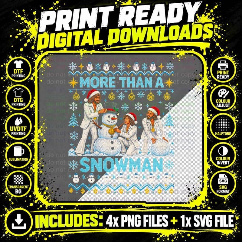 Bee Gees Ugly Sweater More Than a Snowman Christmas Png SVG Digital Bundle