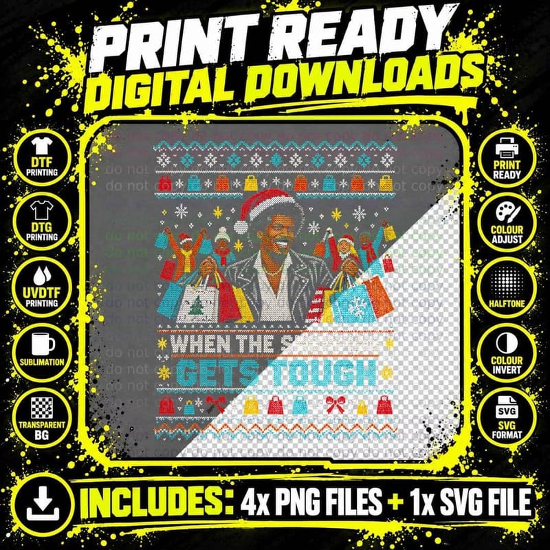 Billy Ocean Ugly Sweater Christmas Shopping 80s Soul Png SVG Digital Bundle