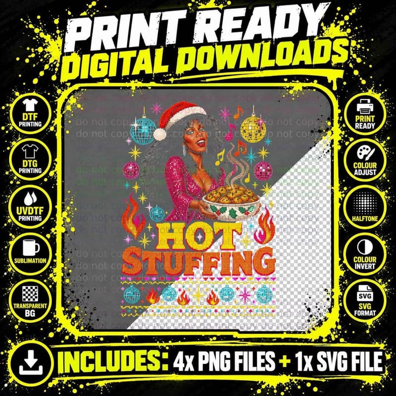 Donna Summer Hot Stuffing Christmas Sweater Disco Funny Png SVG Digital Bundle