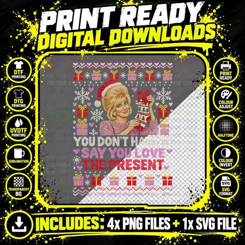 Dusty Springfield Ugly Sweater Christmas Present 60s Png SVG Digital Bundle