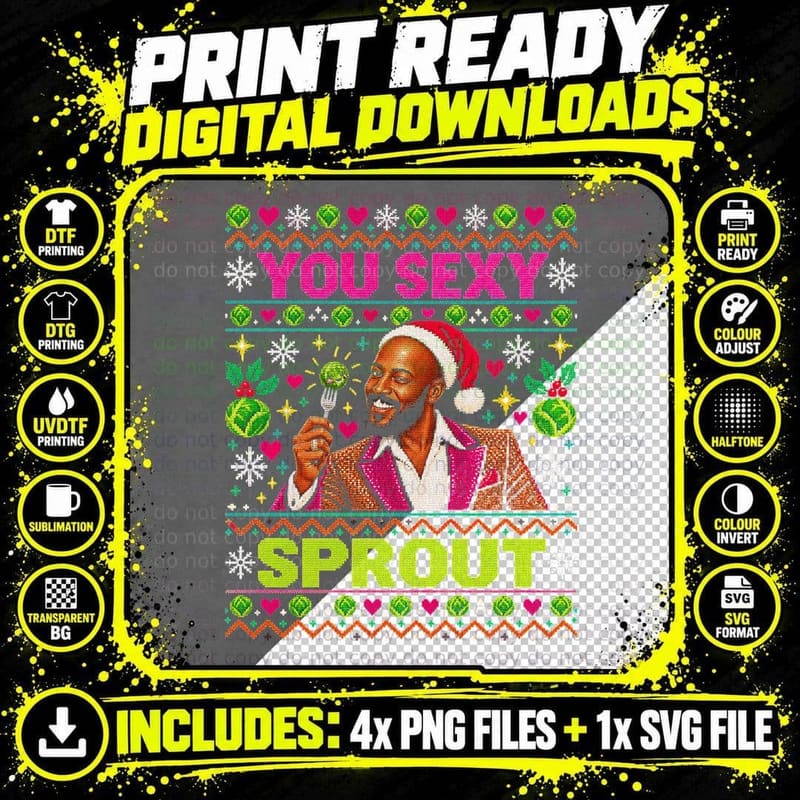 Errol Brown Hot Chocolate Ugly Sweater Christmas Sprout Png SVG Digital Bundle
