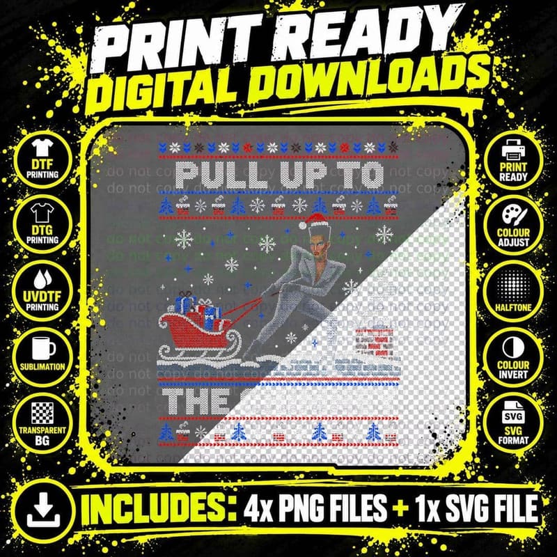Grace Jones Pull Up To The Chimney Christmas Sweater Png SVG Digital Bundle