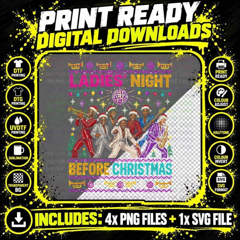 Kool and the Gang Ugly Sweater Ladies Night Disco Funk Png SVG Digital Bundle