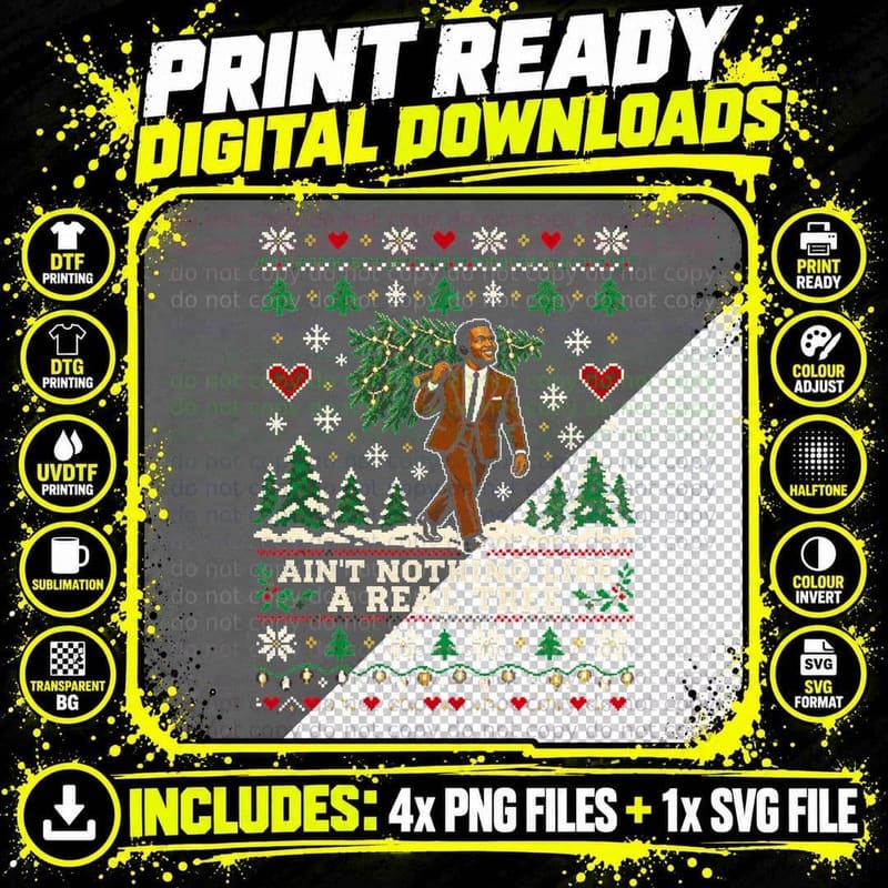 Marvin Gaye Ain't Nothing Like A Real Tree Christmas Png SVG Digital Bundle