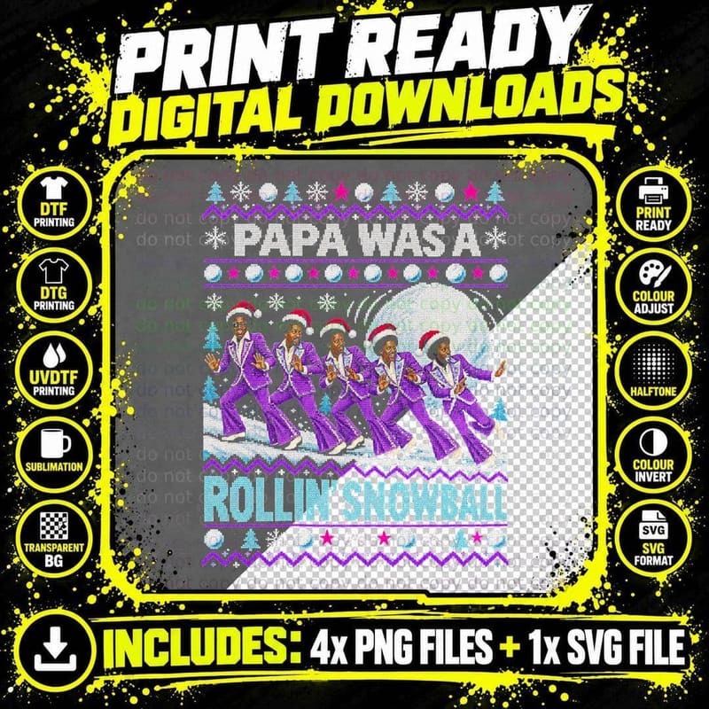 The Temptations Ugly Sweater Christmas Snowball Soul Png SVG Digital Bundle