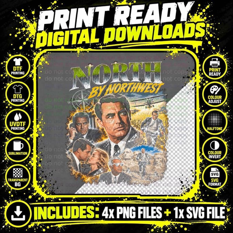 Cary Grant North By Northwest Retro Classic Movie Png SVG Digital Bundle