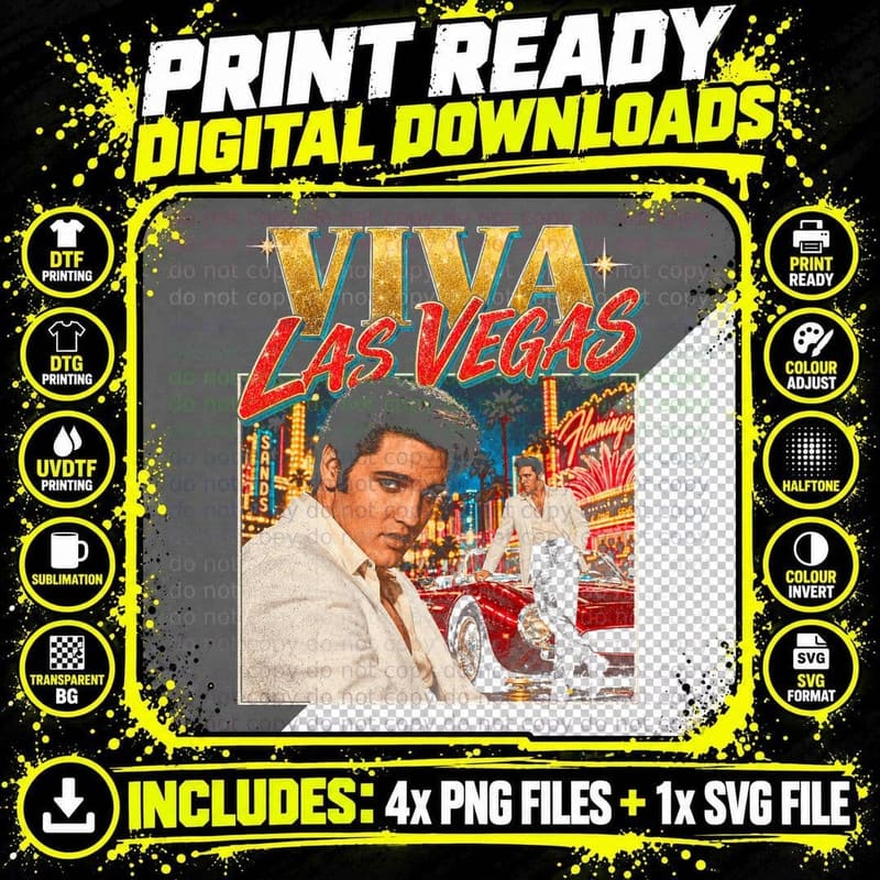 Elvis Presley Viva Las Vegas Retro Movie Bootleg Gift Png SVG Digital Bundle