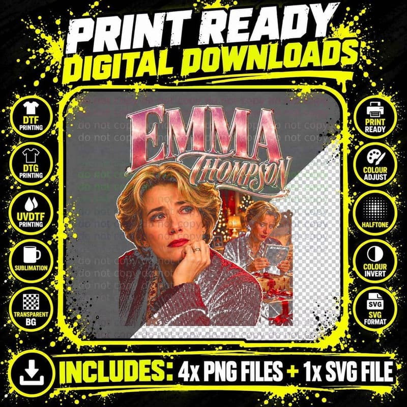 Emma Thompson Retro 90s Movie Actress Bootleg Gift for Png SVG Digital Bundle
