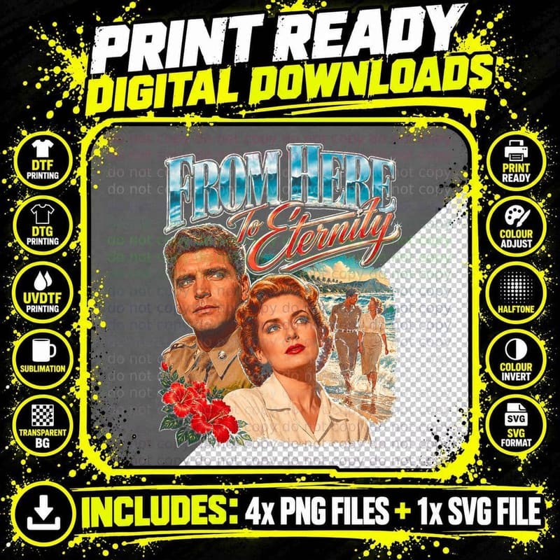 From Here to Eternity Burt Lancaster Deborah Kerr Retro Png SVG Digital Bundle
