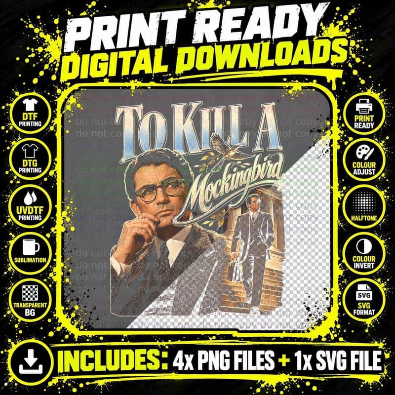 Gregory Peck To Kill a Mockingbird Retro Classic Movie Png SVG Digital Bundle