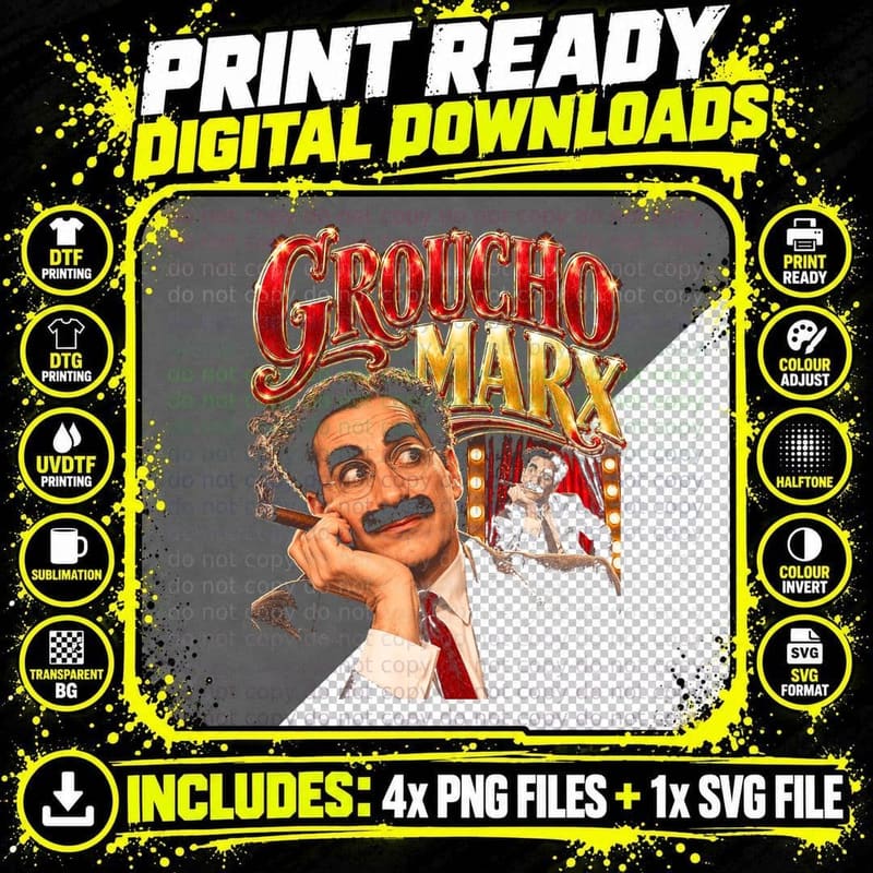 Groucho Marx Classic Comedy Retro Vintage Movie Bootleg Png SVG Digital Bundle