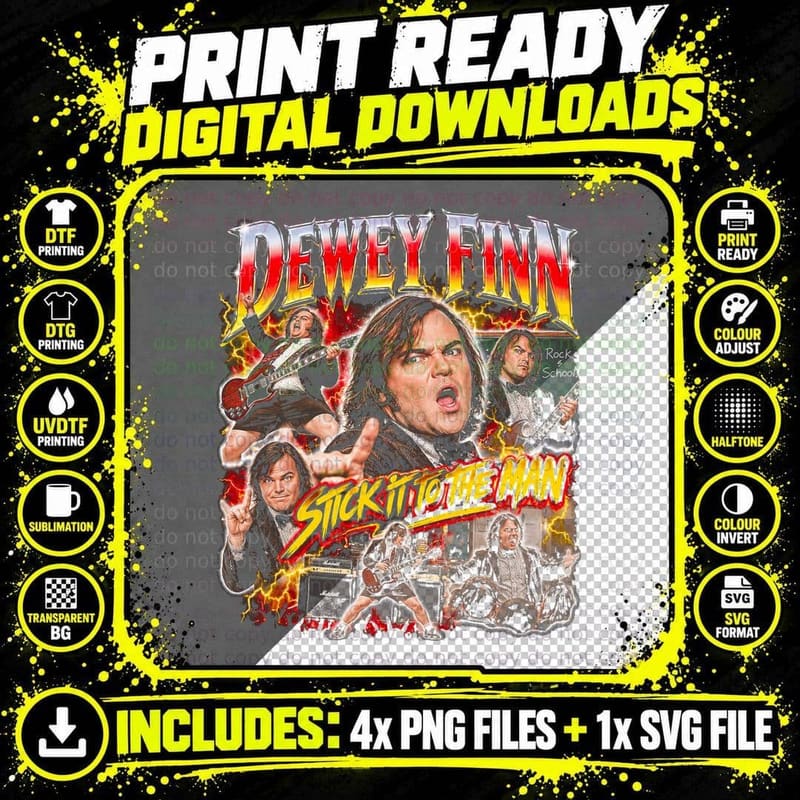 Jack Black Dewey Finn School of Rock Stick It To The Man Png SVG Digital Bundle