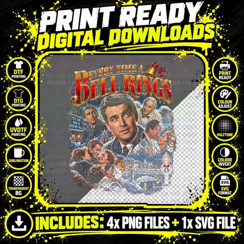 James Stewart Every Time a Bell Rings Christmas Movie Png SVG Digital Bundle