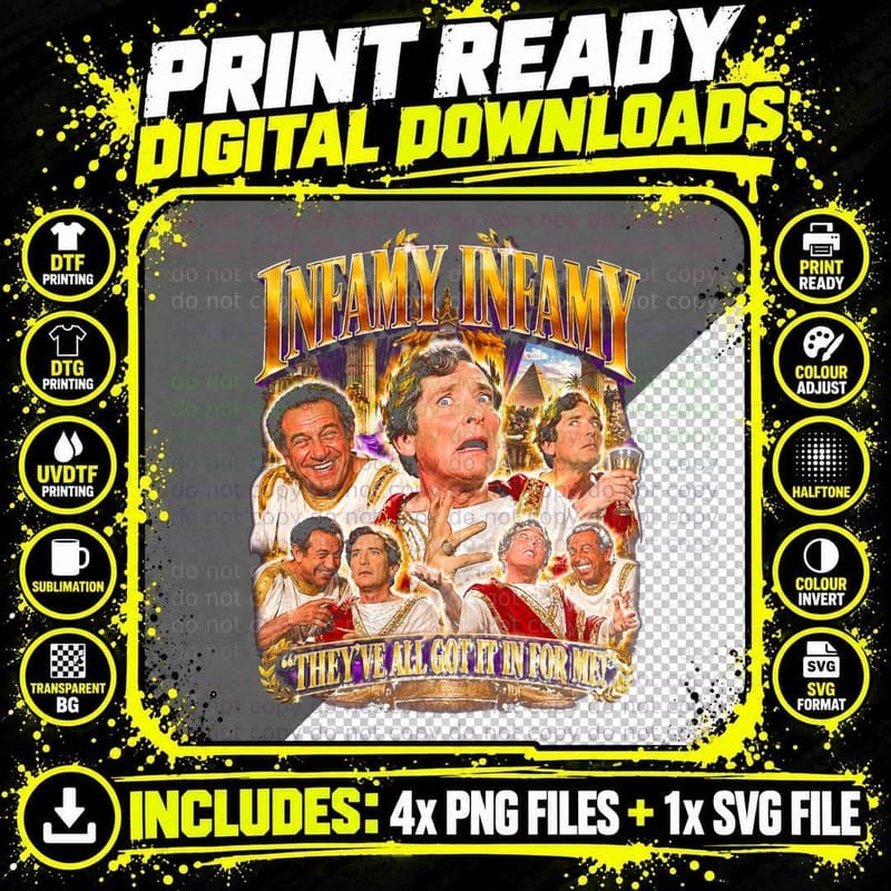 Kenneth Williams Carry On Infamy Infamy Retro Comedy Png SVG Digital Bundle