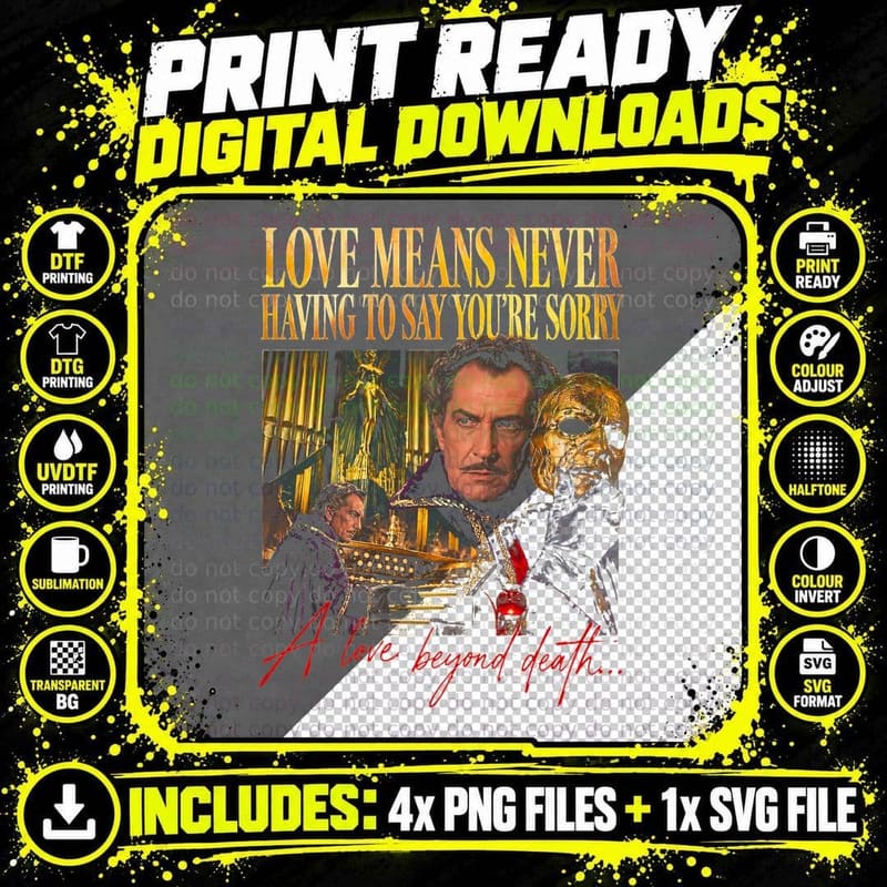 Vincent Price Dr Phibes Love Means Never Having to Say Png SVG Digital Bundle