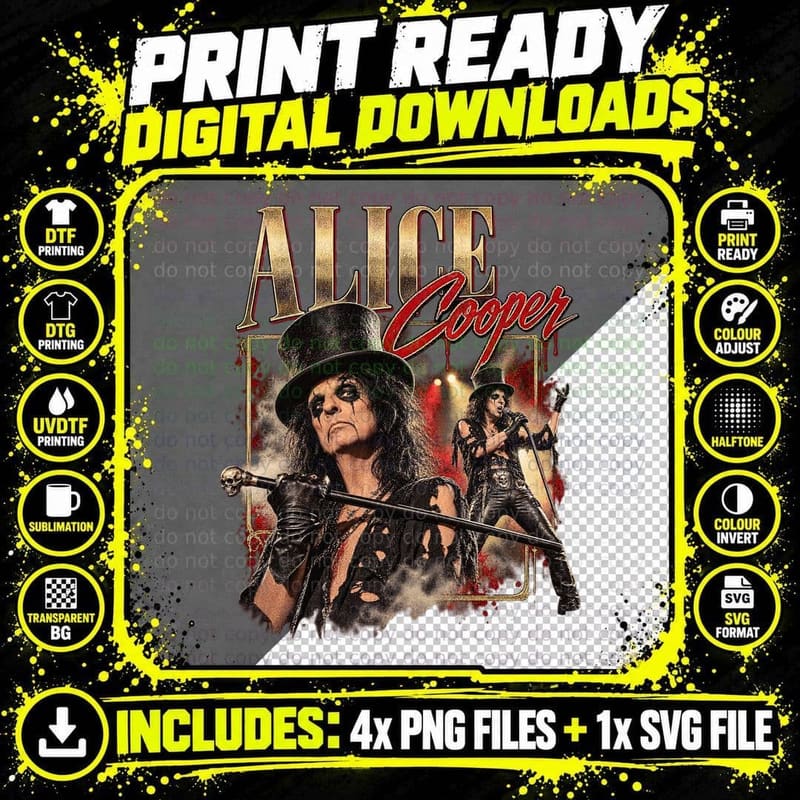 Alice Cooper Vintage Concert 1975 Shock Rock T-Shirt Png SVG Digital Bundle