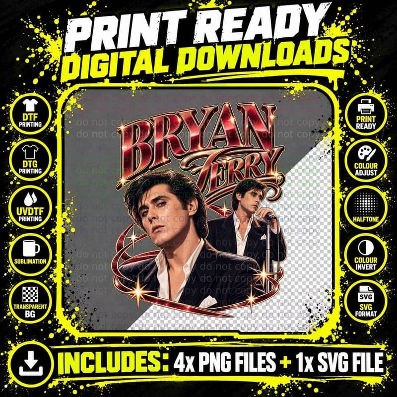 Bryan Ferry Roxy Music Vintage 1982 New Wave Sophisti Png SVG Digital Bundle