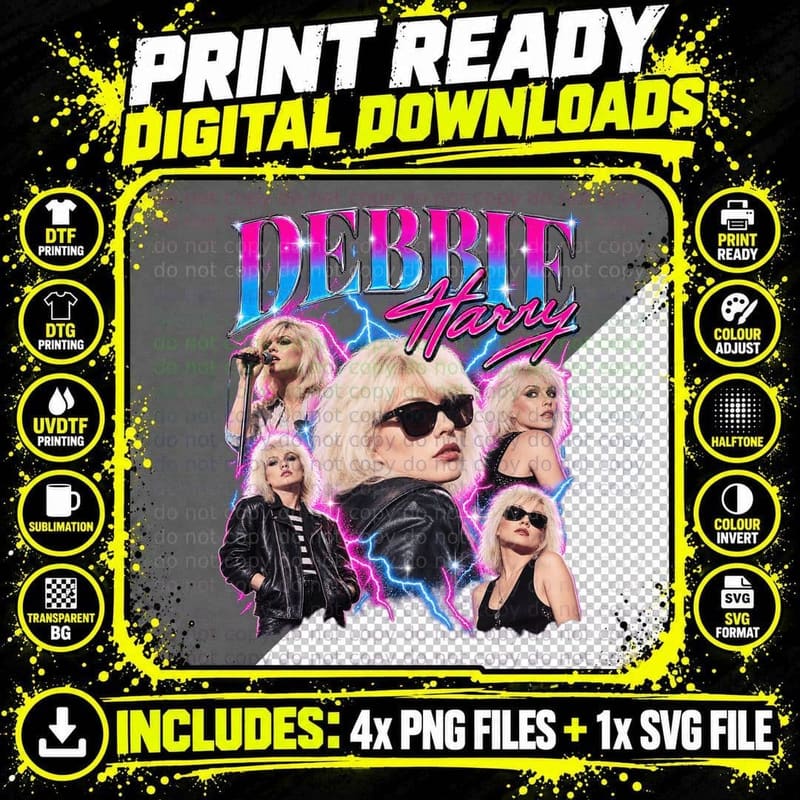 Debbie Harry Blondie Retro Vintage Punk New Wave Bootleg Png SVG Digital Bundle