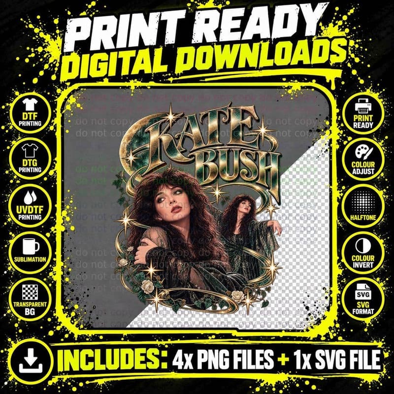 Kate Bush Hounds of Love Vintage 1985 Pop Gothic Fantasy Png SVG Digital Bundle