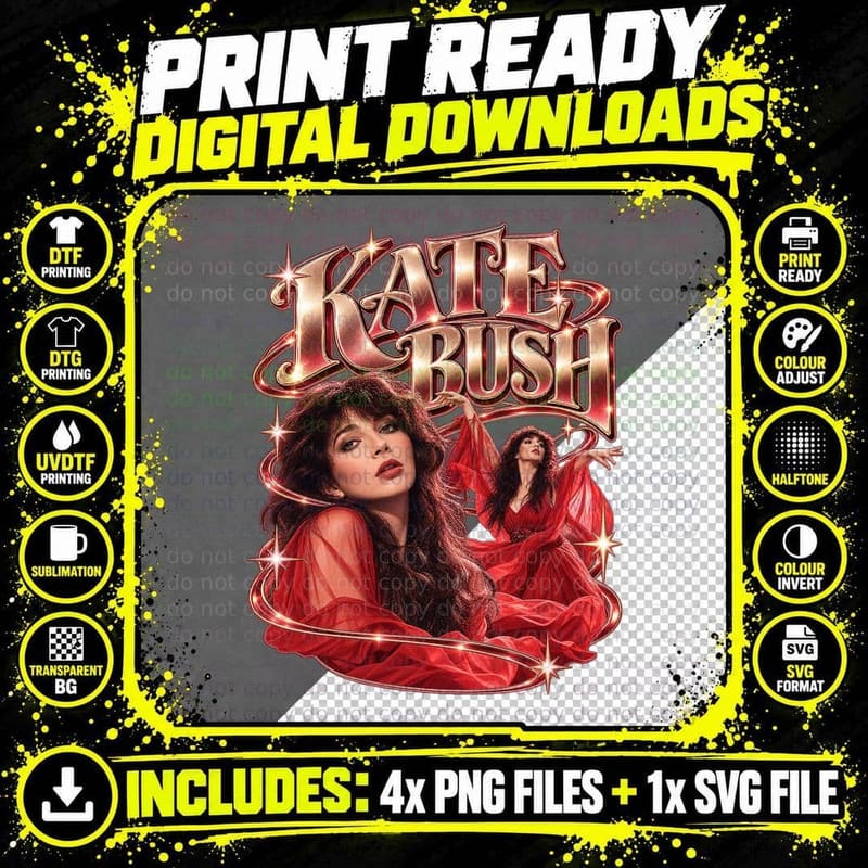 Kate Bush Wuthering Heights Vintage 1978 Pop Dance Glam Png SVG Digital Bundle