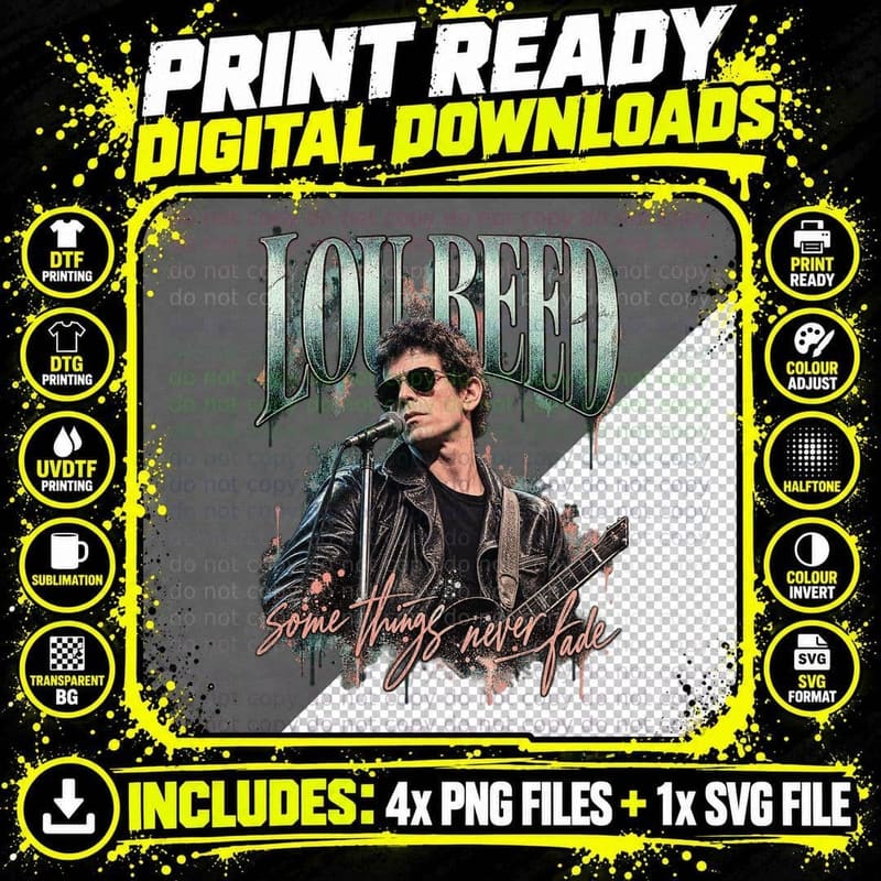 Lou Reed Some Things Never Fade Vintage 80s Rock Bootleg Png SVG Digital Bundle