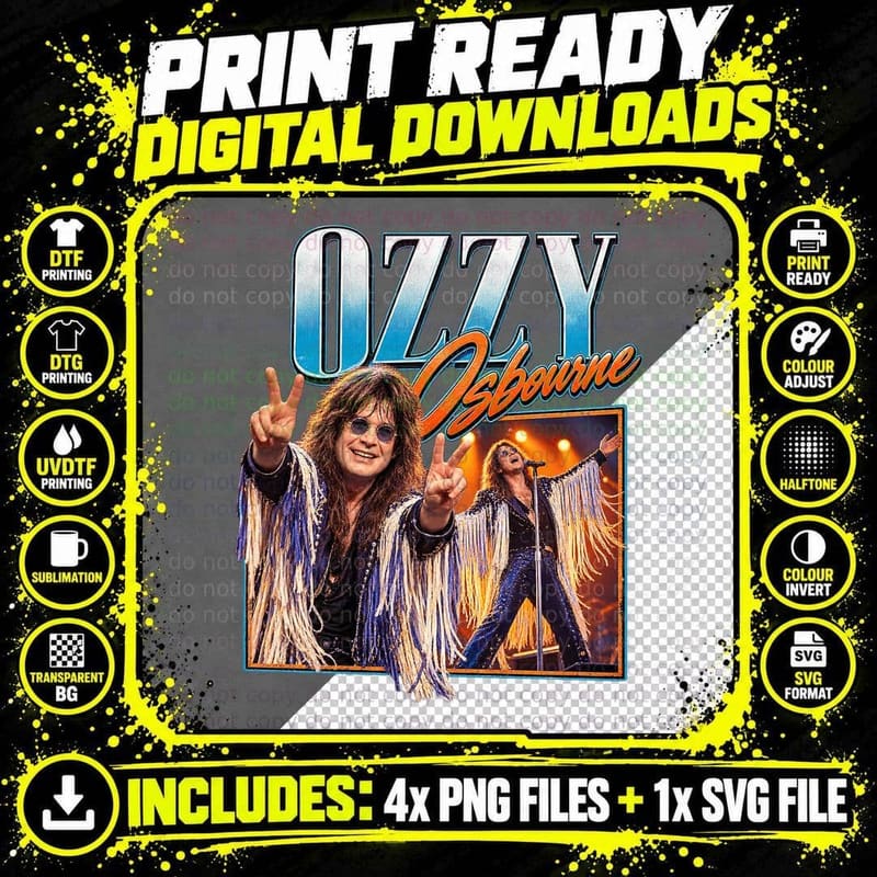 Ozzy Osbourne Vintage Concert 1981 Heavy Metal T-Shirt Png SVG Digital Bundle