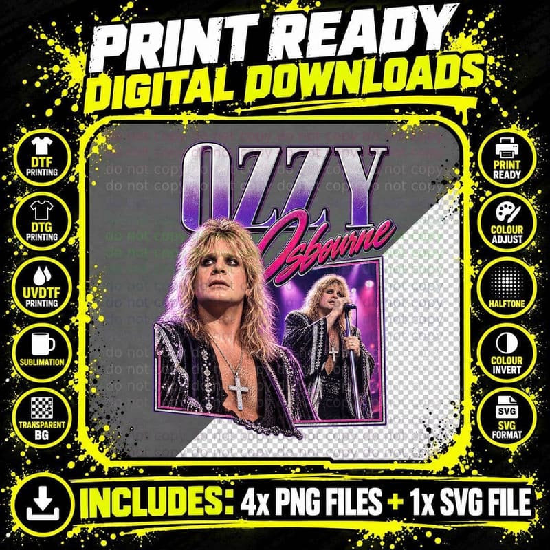 Ozzy Osbourne Vintage Concert 1983 Gothic Rock T-Shirt Png SVG Digital Bundle