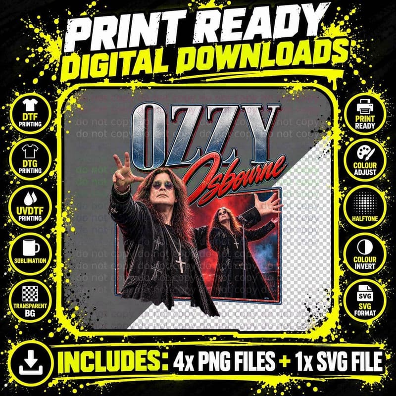 Ozzy Osbourne Vintage Concert 1991 Hard Rock T-Shirt Png SVG Digital Bundle