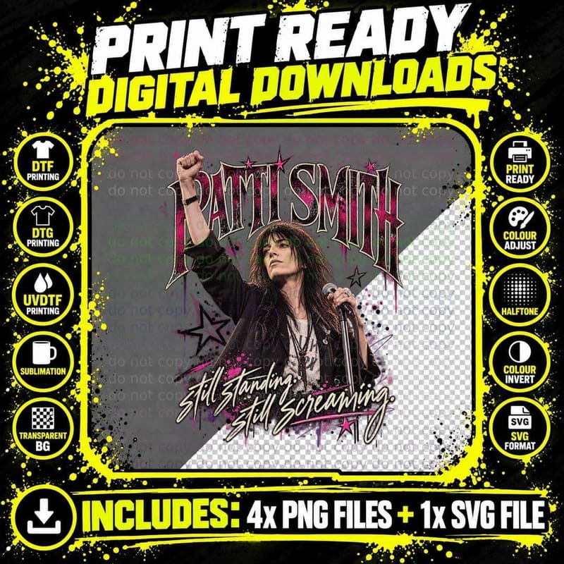 Patti Smith Still Standing Still Screaming Retro 70s Png SVG Digital Bundle