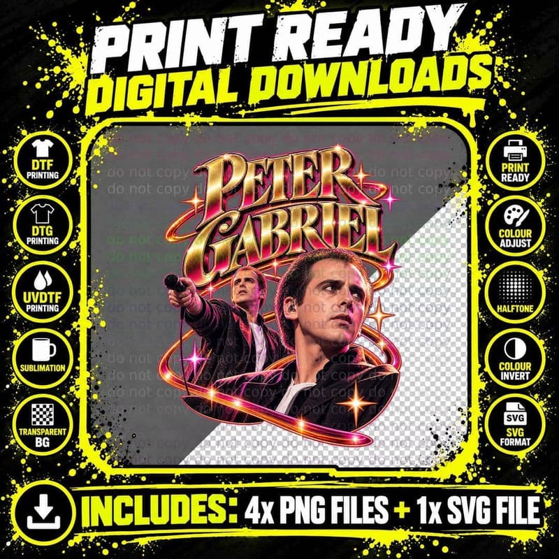 Peter Gabriel So Album Vintage 1986 Rock Neon Concert Png SVG Digital Bundle