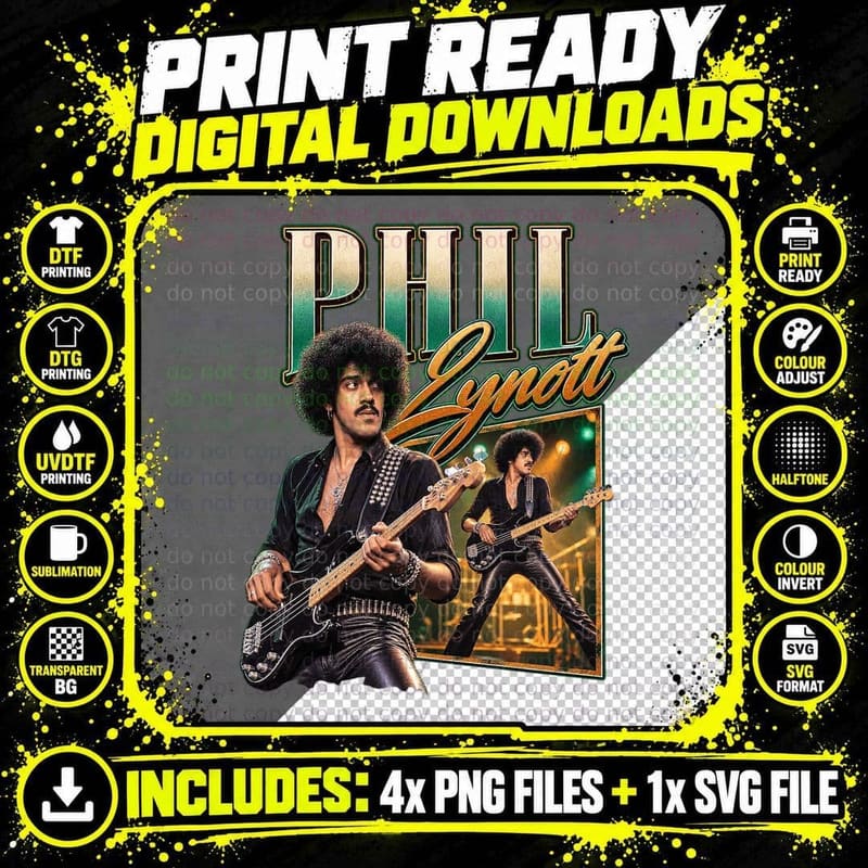 Phil Lynott Vintage Concert 1976 Thin Lizzy T-Shirt Png SVG Digital Bundle