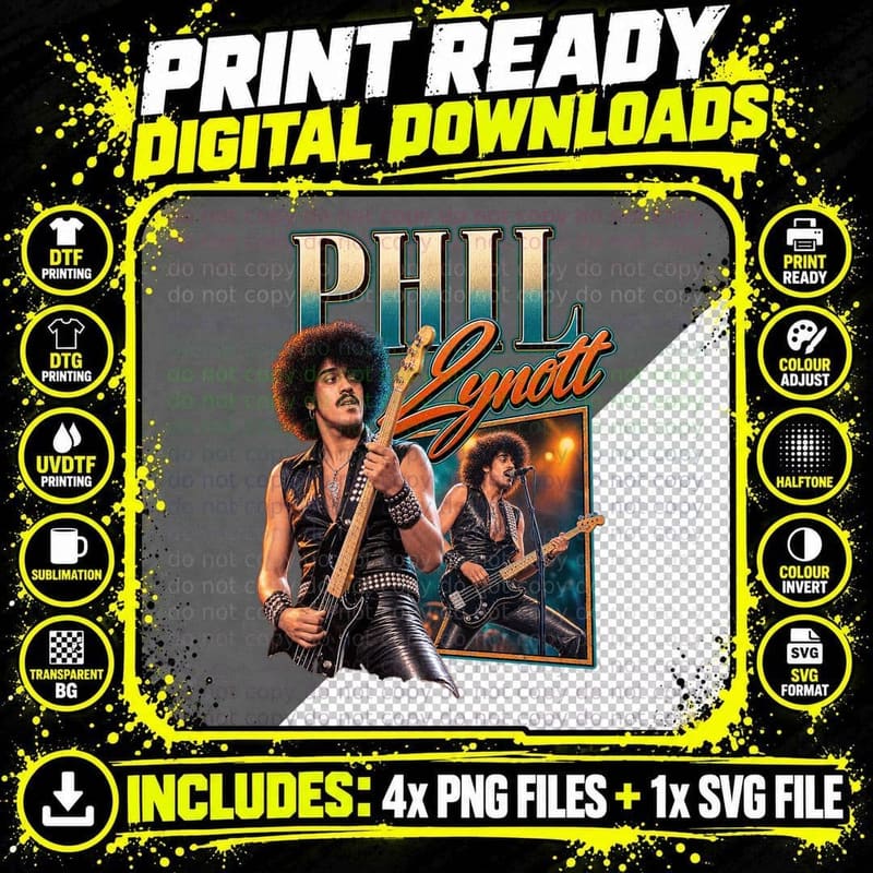 Phil Lynott Vintage Concert 1978 Thin Lizzy T-Shirt Png SVG Digital Bundle