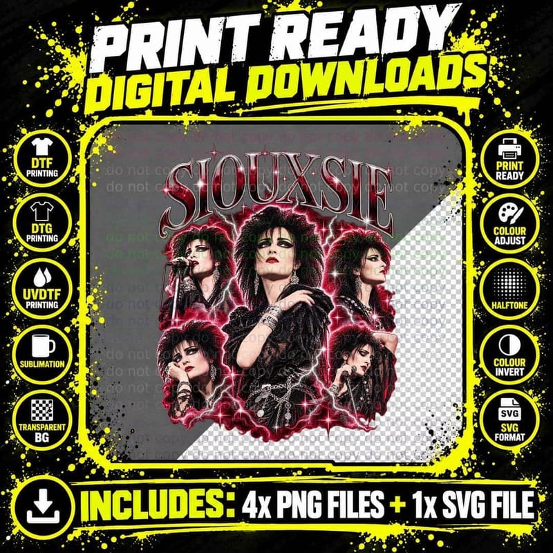 Siouxsie and the Banshees Vintage Goth 1986 Concert Png SVG Digital Bundle