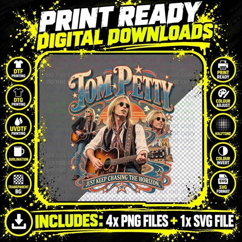 Tom Petty Vintage 1990 Acoustic Americana Highway Road Png SVG Digital Bundle