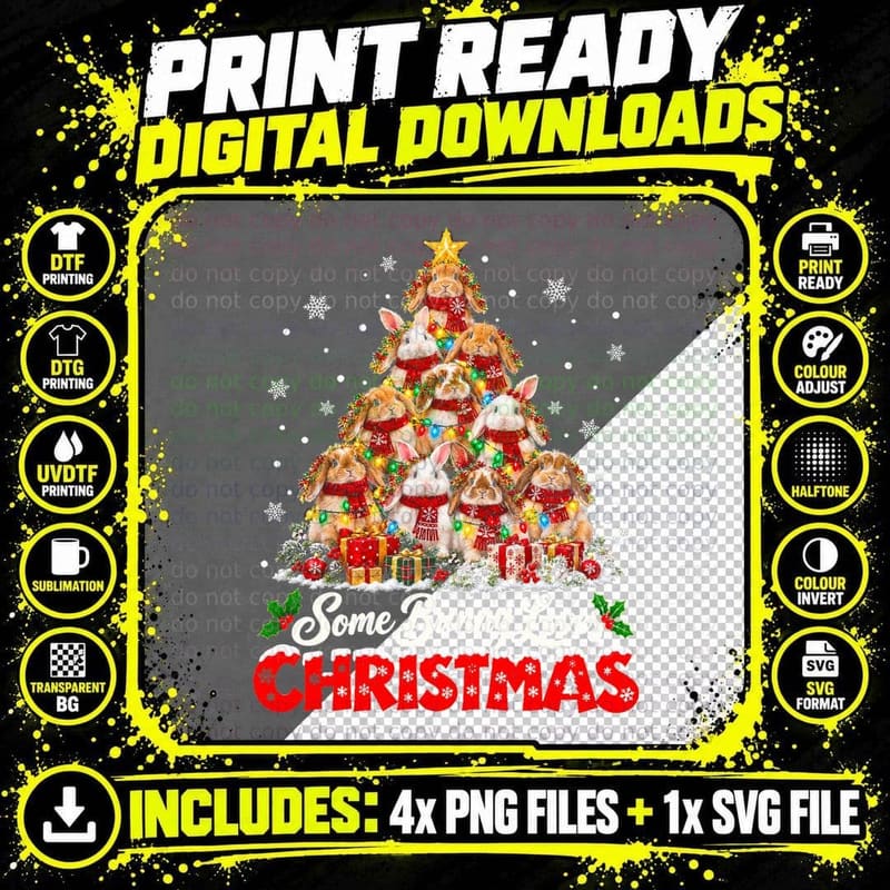 Some Bunny Loves Christmas Rabbit Christmas Tree Bunny Png SVG Digital Bundle