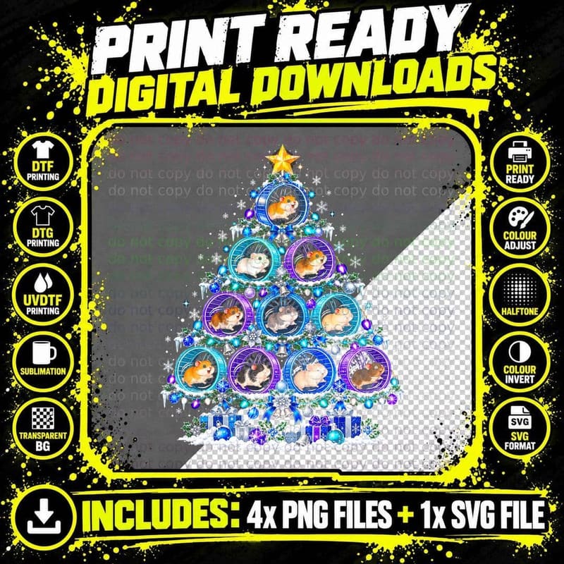 The Great Christmas Wheel Tree Hamster Wheels Hamster Png SVG Digital Bundle