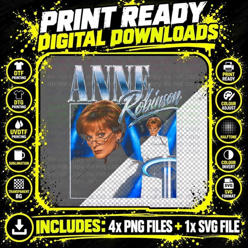 Anne Robinson Weakest Link Retro British TV Bootleg Gift Png SVG Digital Bundle