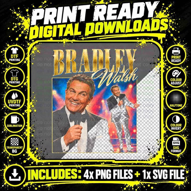 Bradley Walsh Retro British TV Host Comedian Bootleg Png SVG Digital Bundle