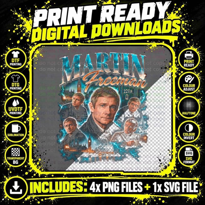 Martin Freeman Retro British Actor Bootleg Gift for Fan Png SVG Digital Bundle