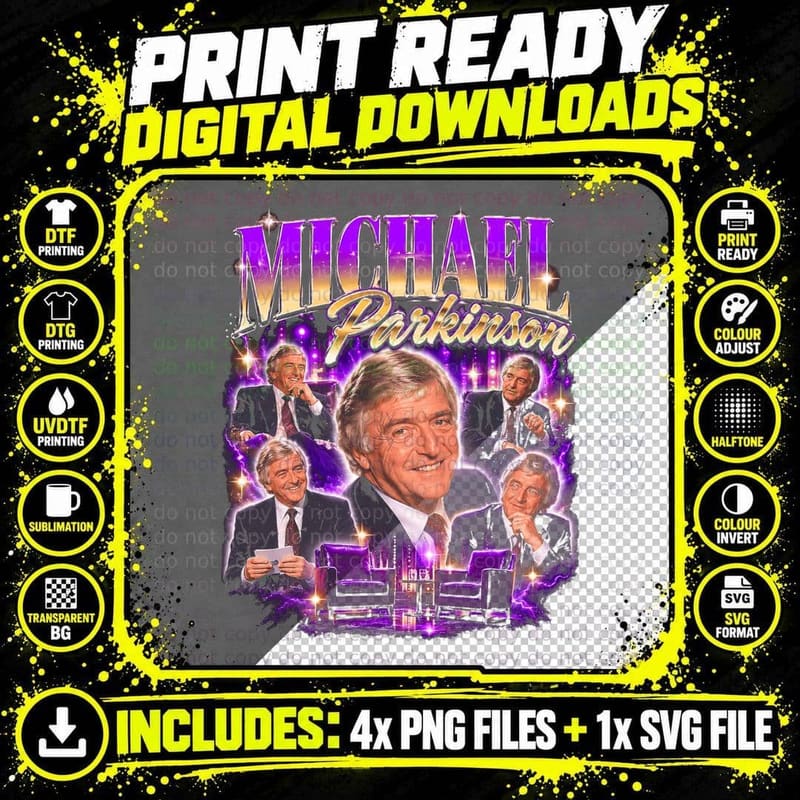Michael Parkinson Chat Show Retro British TV Bootleg Png SVG Digital Bundle