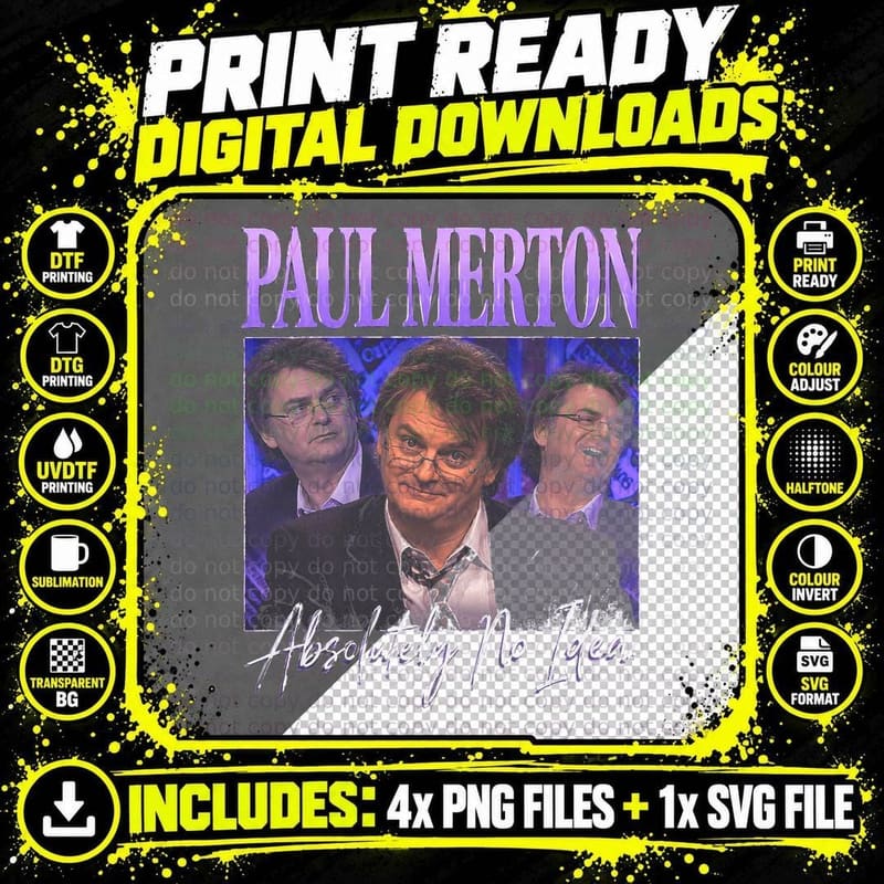 Paul Merton Absolutely No Idea Retro British Comedy Png SVG Digital Bundle