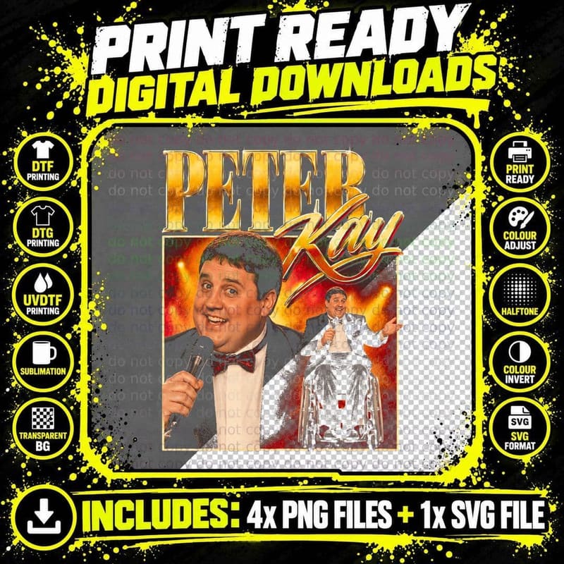 Peter Kay Retro British Comedian Stand Up Bootleg Gift Png SVG Digital Bundle