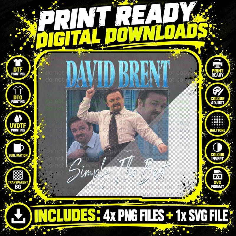 Ricky Gervais David Brent Simply The Best Retro Comedy Png SVG Digital Bundle
