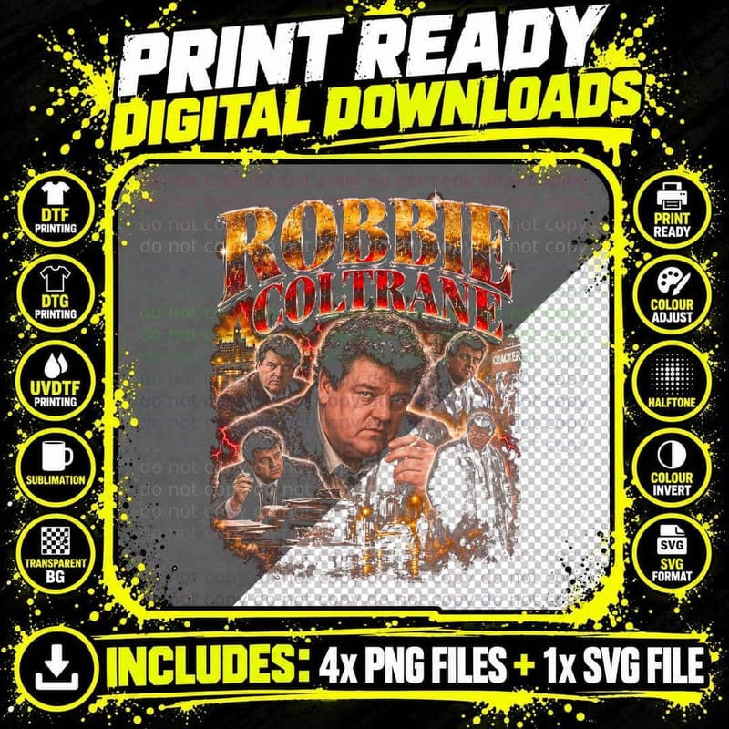 Robbie Coltrane Retro British Actor Movie Bootleg Gift Png SVG Digital Bundle