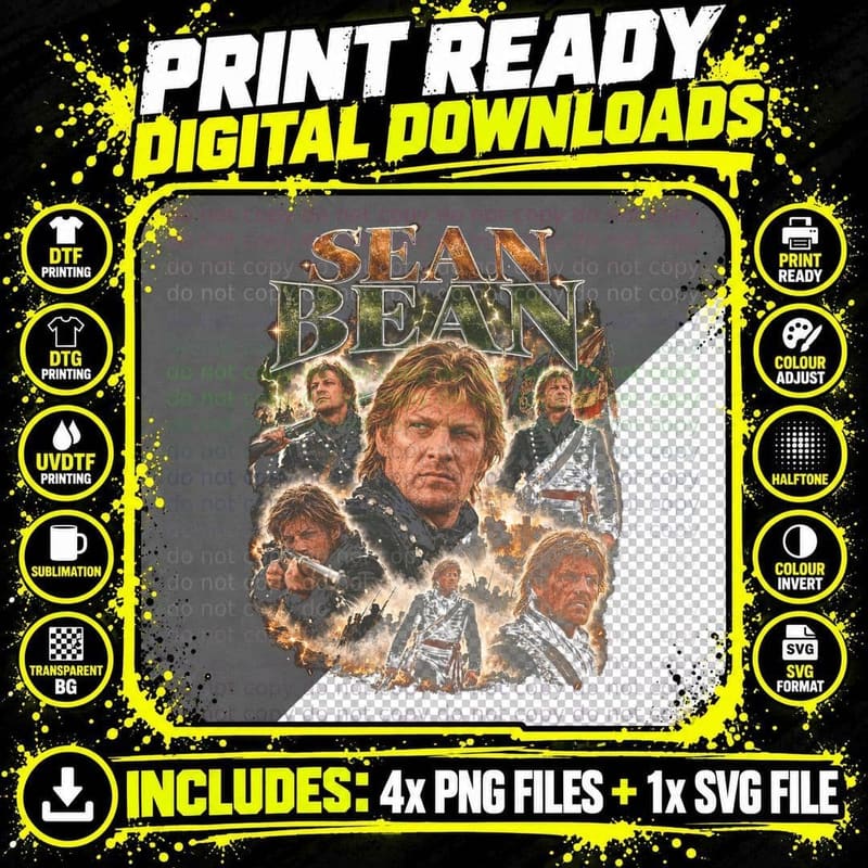 Sean Bean Retro British Actor Movie Bootleg Gift for Fan Png SVG Digital Bundle