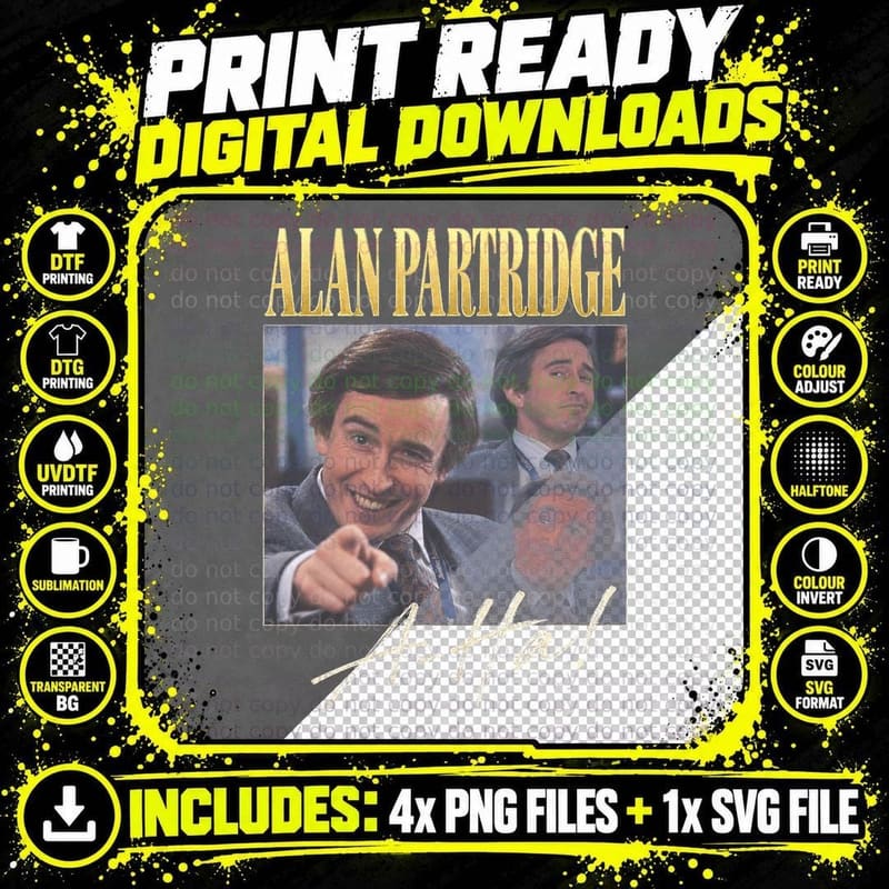 Steve Coogan Alan Partridge A-Ha Retro British Comedy Png SVG Digital Bundle