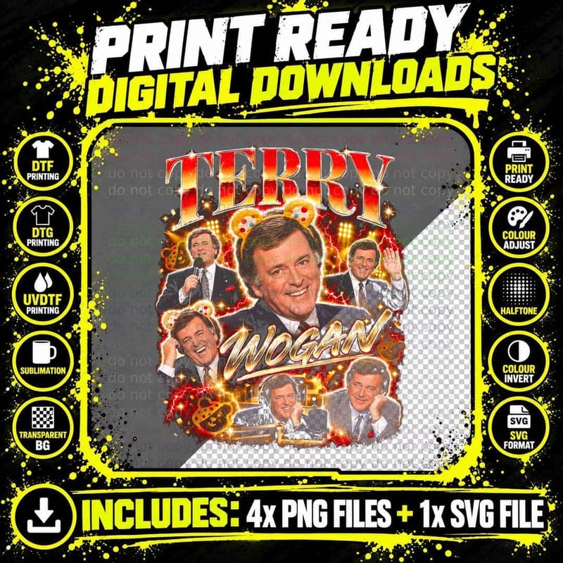 Terry Wogan Retro British TV Radio Host Bootleg Gift for Png SVG Digital Bundle