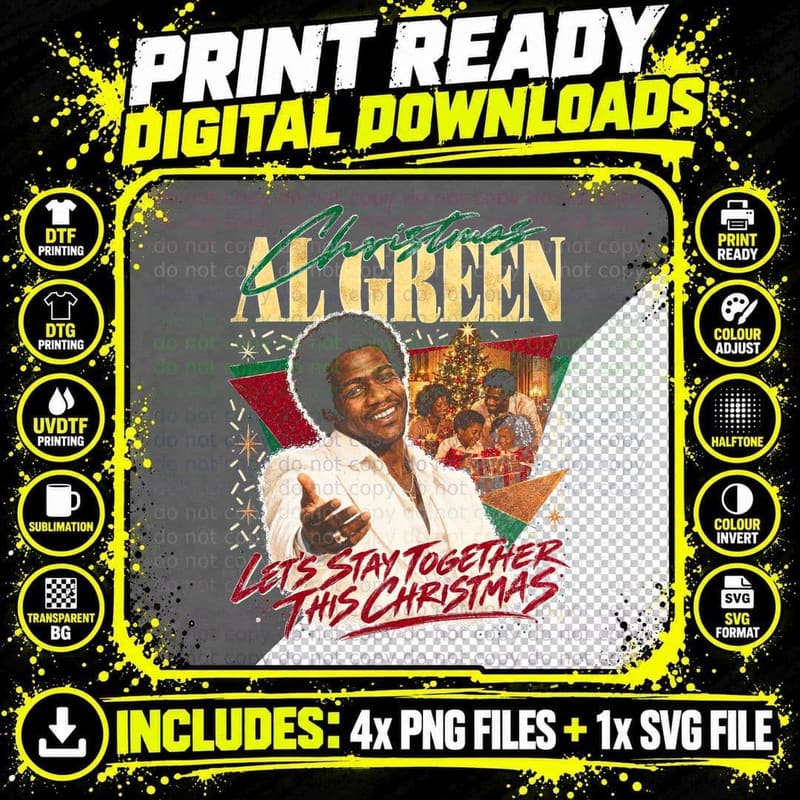 Al Green Let's Stay Together Christmas Soul Retro Png SVG Digital Bundle