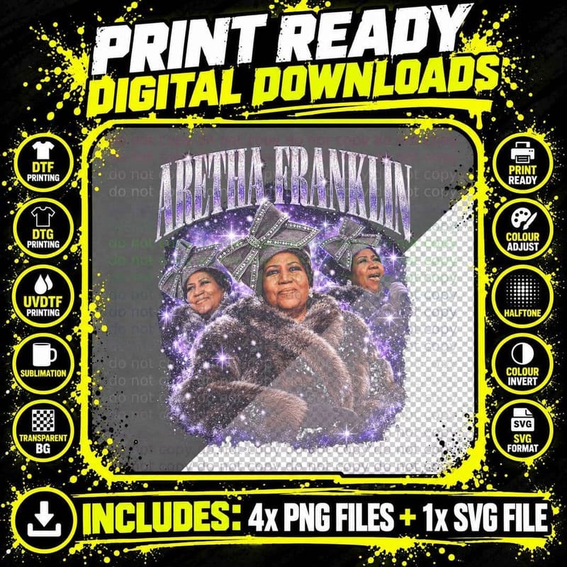 Aretha Franklin Christmas Fur Coat Soul Bootleg Gift Png SVG Digital Bundle